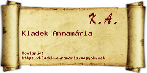 Kladek Annamária névjegykártya